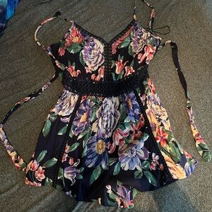 Floral Spaghetti Strap Romper